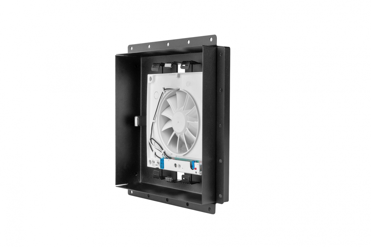 Теневой диффузор под плитку с вентилятором FoZa 207х207 с вентилятором на шарикоподшипнике 100СК, обратный клапан, черная, 100мм