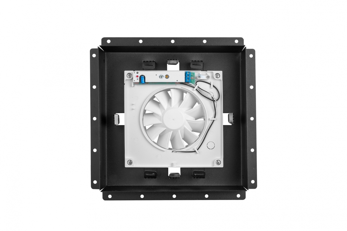 Теневой диффузор под плитку с вентилятором FoZa 207х207 с вентилятором на шарикоподшипнике 100СК, обратный клапан, черная, 100мм