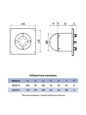 Вентилятор накладной AEON D100 обр.клапан MRH DICITI