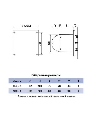 Вентилятор накладной AEON D100 обр.клапан MRH DICITI