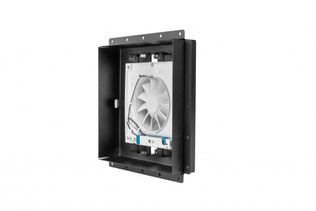 Решетка скрытого монтажа FoZa ПОД ПЛИТКУ 207х207 с вентилятором 100СНК, обратный клапан, таймер+датчик влажности, черная, 100мм