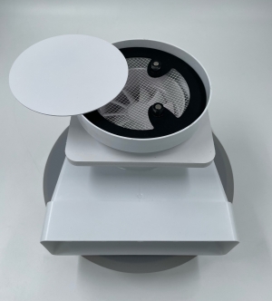 Решетка скрытого монтажа для натяжного потолка FoZa d125мм с вентилятором на шарикоподшипнике с выходом на трубу d100мм